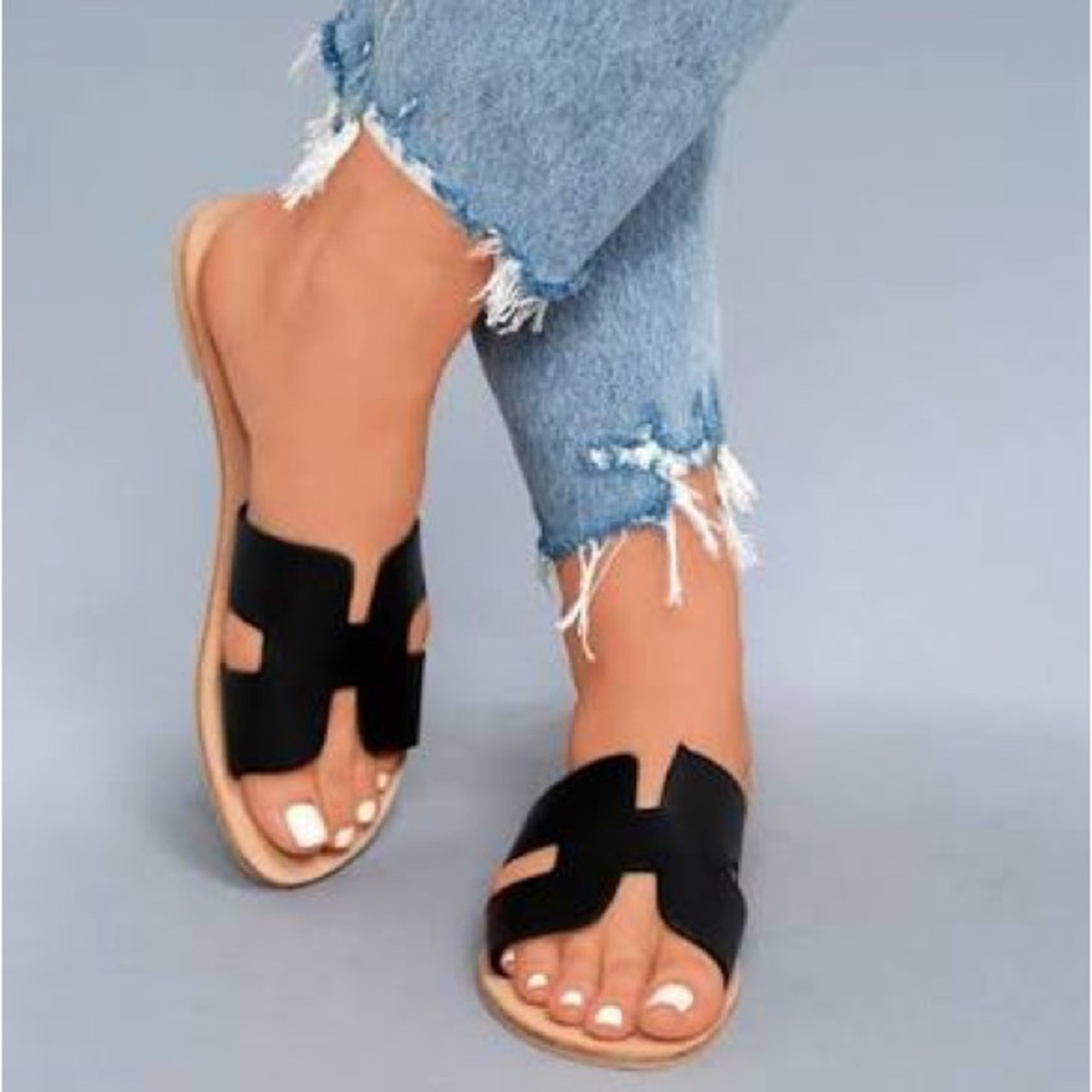 Steve Madden Greece Leather Sandals 9.5 Black